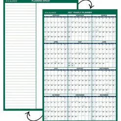 AT-A-GLANCE Vertical Erasable Wall Planner, 24 x 36, White/Green Sheets, 12-Month (Jan to Dec), 2027 Calendar
