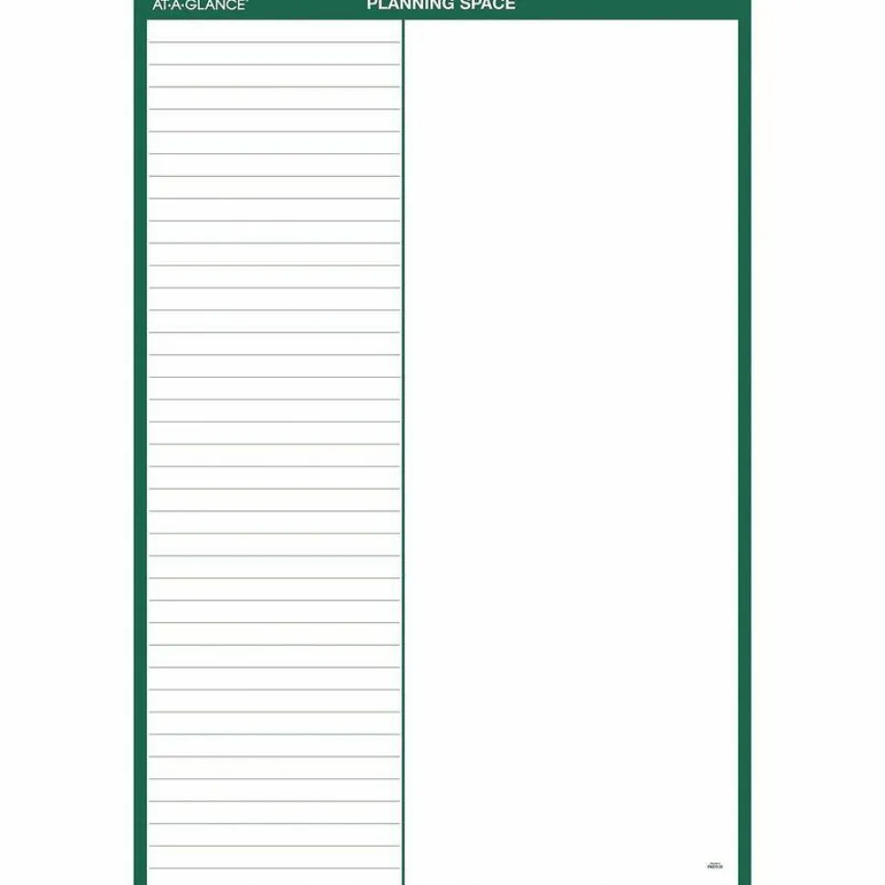 AT-A-GLANCE Vertical Erasable Wall Planner, 24 x 36, White/Green Sheets, 12-Month (Jan to Dec), 2027 Calendar