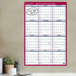 AT-A-GLANCE Vertical Reversible Erasable Academic and Regular Year 2026-2027 Wall Calendar, Large, 36