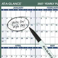AT-A-GLANCE Vertical Reversible Erasable Academic and Regular Year 2026-2027 Wall Calendar, Large, 36