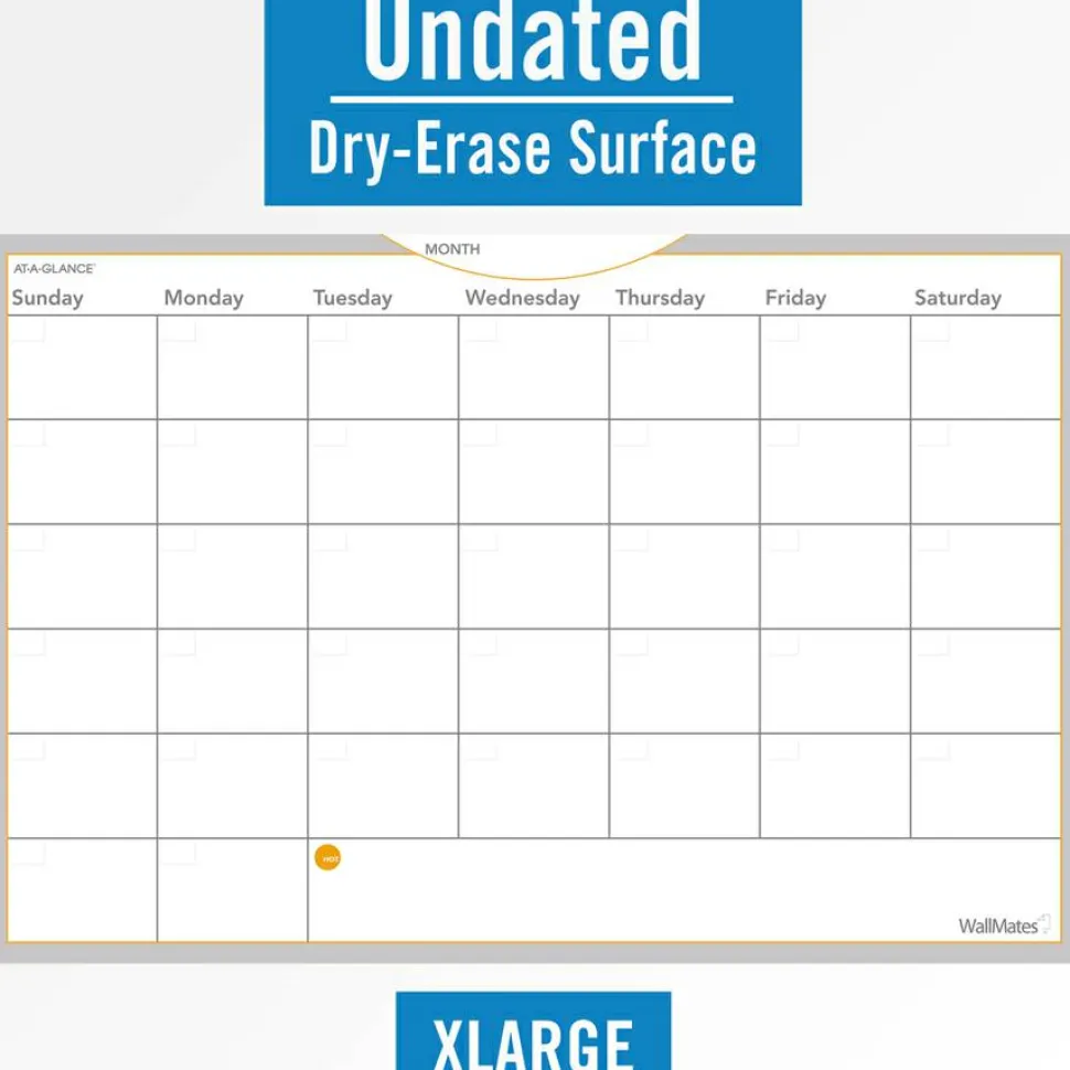 AT-A-GLANCE WallMates Monthly Dry-Erase Calendar, 24" x 36", Undated Calendar