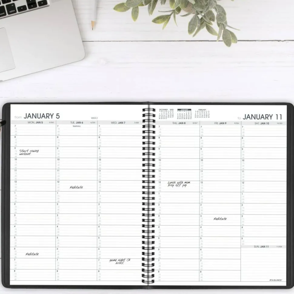 AT-A-GLANCE Weekly Appointment Book, 11 x 8.25, Black Cover, 13-Month: Jan 2027 to Jan 2028, 2027 Calendar