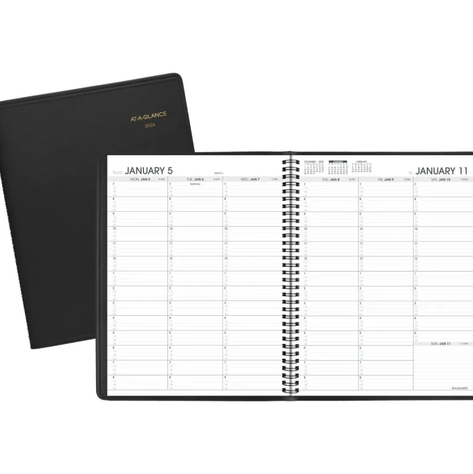AT-A-GLANCE Weekly Appointment Book, 11 x 8.25, Black Cover, 13-Month: Jan 2027 to Jan 2028, 2027 Calendar