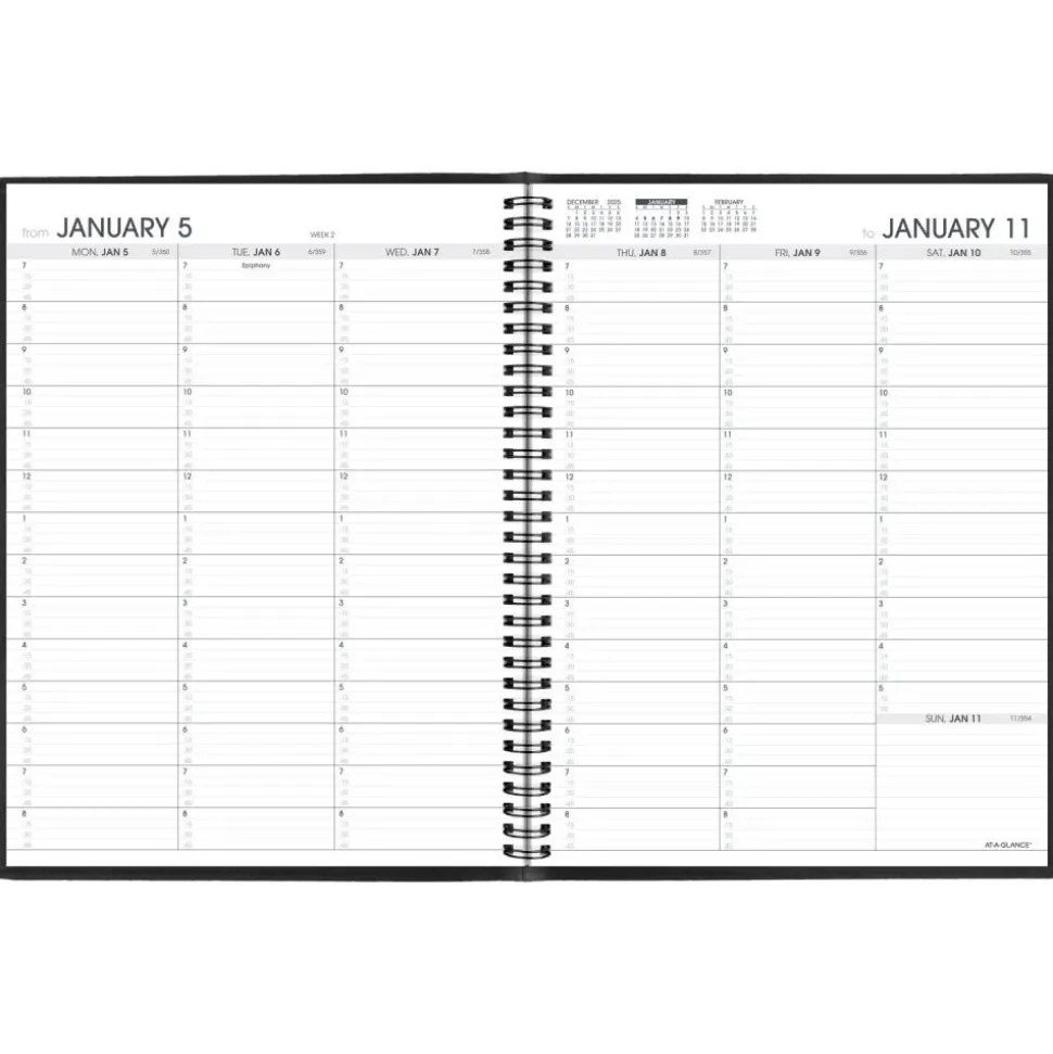 AT-A-GLANCE Weekly Appointment Book, 11 x 8.25, Black Cover, 13-Month: Jan 2027 to Jan 2028, 2027 Calendar