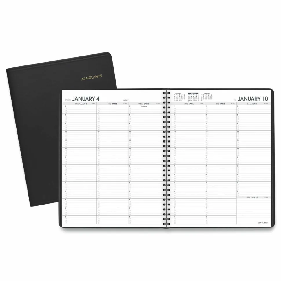 AT-A-GLANCE Weekly Appointment Book, 11 x 8.25, Black Cover, 13-Month: Jan 2027 to Jan 2028, 2027 Calendar