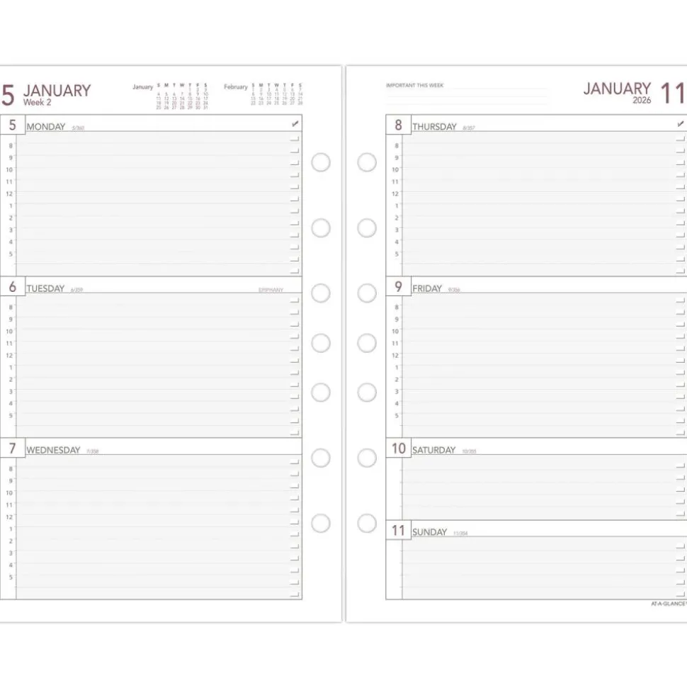 AT-A-GLANCE 2026 Weekly Planner Refill, Loose-Leaf, Desk Size, 5 1/2" x 8 1/2", 2026 Calendar