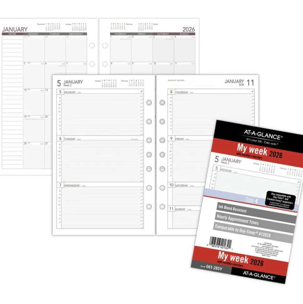 AT-A-GLANCE 2026 Weekly Planner Refill, Loose-Leaf, Desk Size, 5 1/2" x 8 1/2", 2026 Calendar