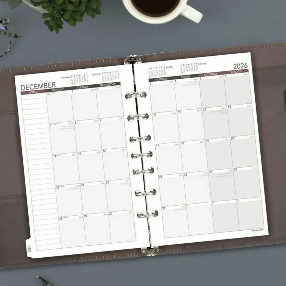 AT-A-GLANCE 2026 Weekly Planner Refill, Loose-Leaf, Desk Size, 5 1/2" x 8 1/2", 2026 Calendar