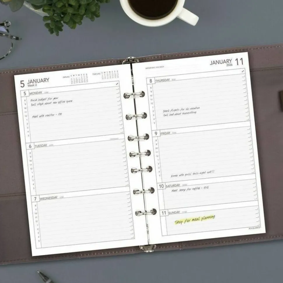 AT-A-GLANCE 2026 Weekly Planner Refill, Loose-Leaf, Desk Size, 5 1/2" x 8 1/2", 2026 Calendar