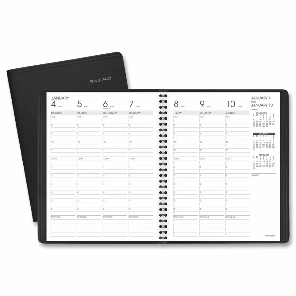 AT-A-GLANCE Weekly Vertical-Column Appointment Book Ruled for Hourly Appointments, 8.75 x 7, Black Cover, 13-Month: Jan 2027 to Jan 2028, 2027 Calendar