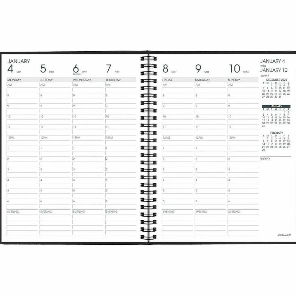 AT-A-GLANCE Weekly Vertical-Column Appointment Book Ruled for Hourly Appointments, 8.75 x 7, Black Cover, 13-Month: Jan 2027 to Jan 2028, 2027 Calendar