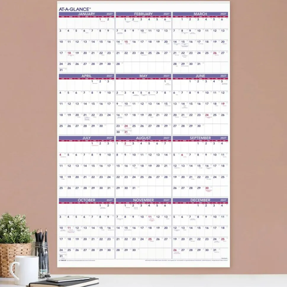AT-A-GLANCE 2027 Yearly Wall Calendar, Extra Large, 24" x 36"