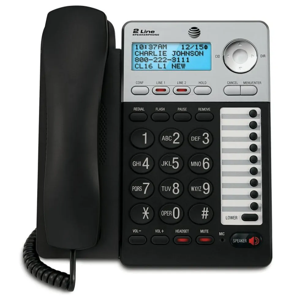 AT&T ML17929 2-Line Corded Phone with Caller ID/Call Waiting, Black