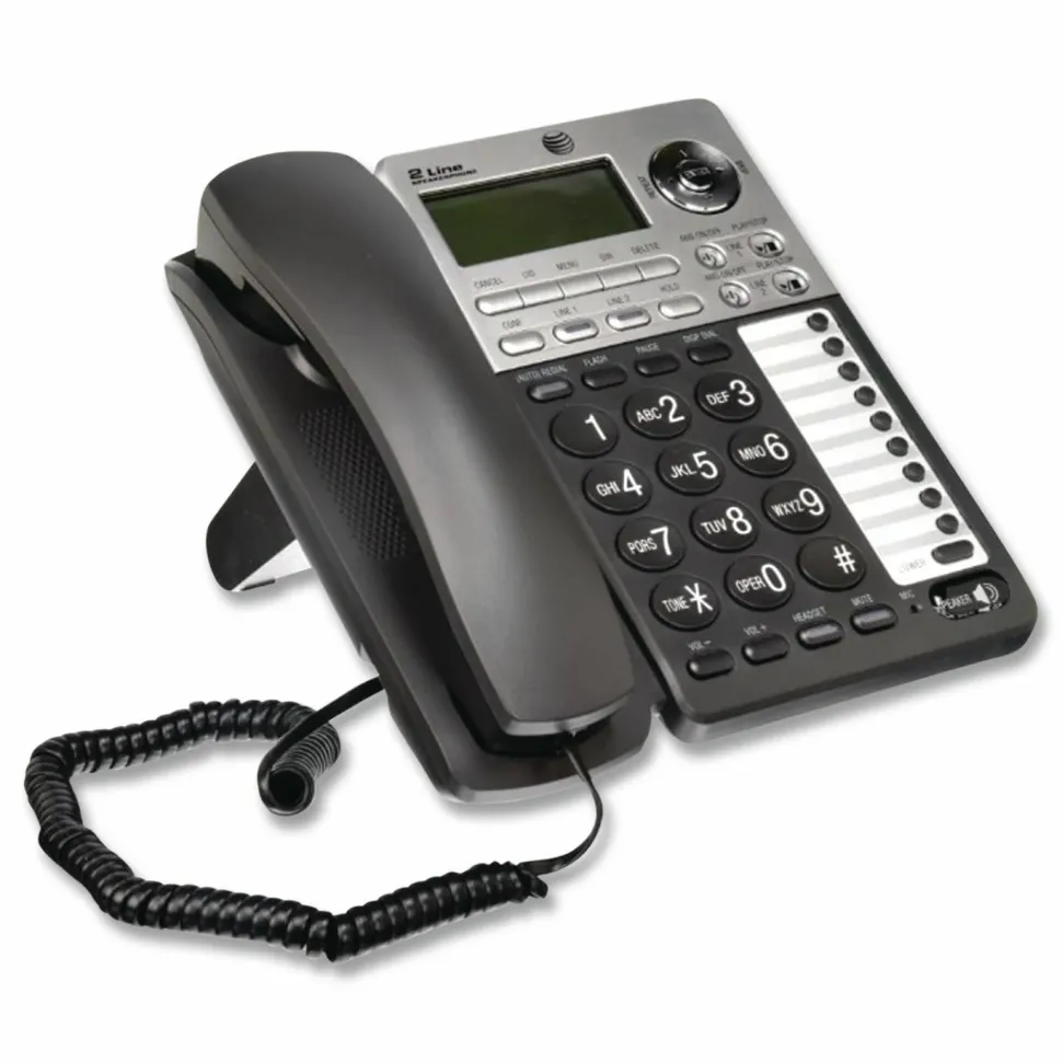 AT&T ML17939 2-Line Corded Phone with Speakerphone & Digital Answering System, Black