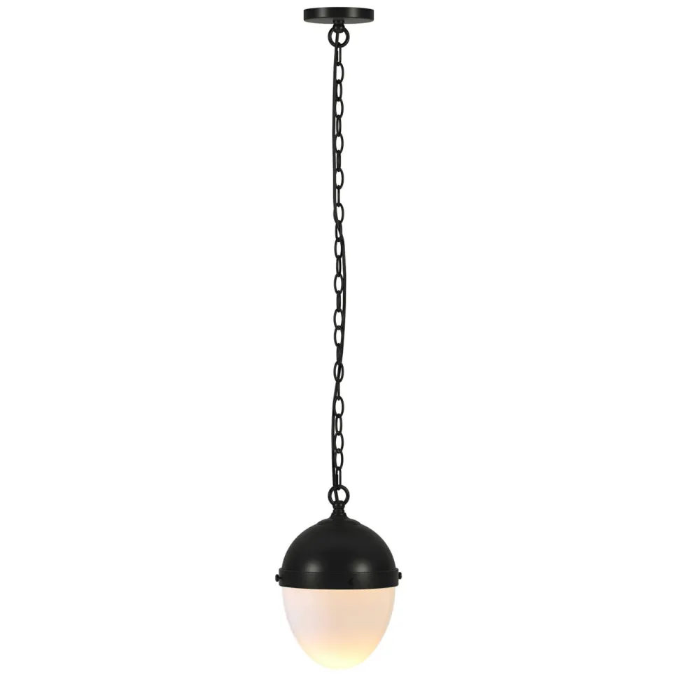 Aurelia 8" Wide Pendant with Glass Shade in Blackened Bronze/White Milk