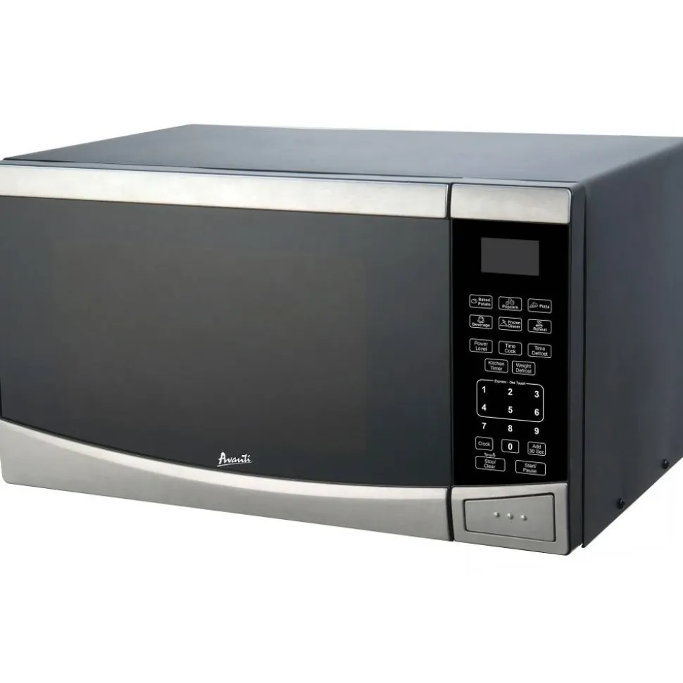 Avanti 0.9 Cu Ft Countertop Microwave, Black/Stainless Steel