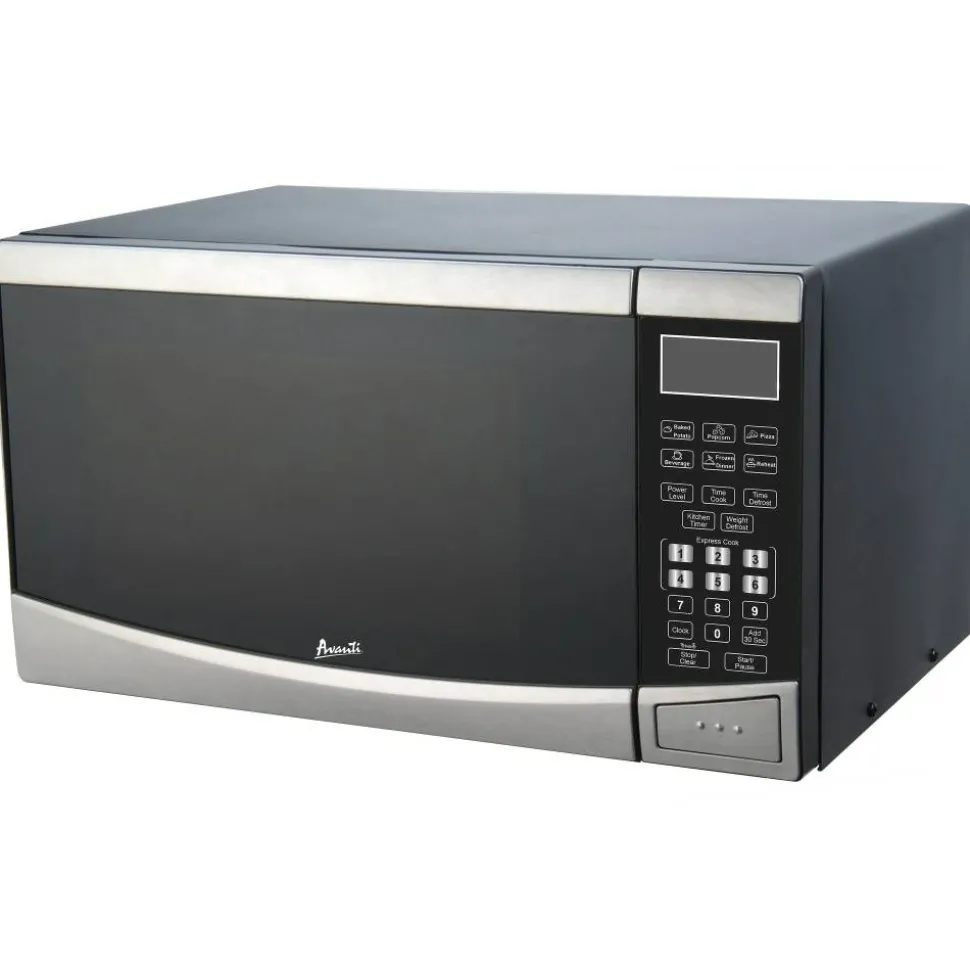Avanti 0.9 Cu Ft Countertop Microwave, Black/Stainless Steel