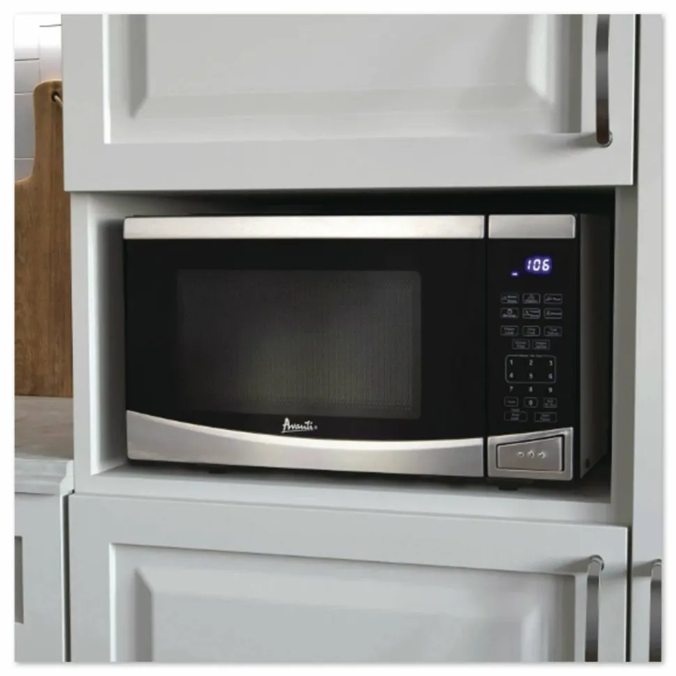 Avanti 0.9 Cu Ft Countertop Microwave, Black/Stainless Steel