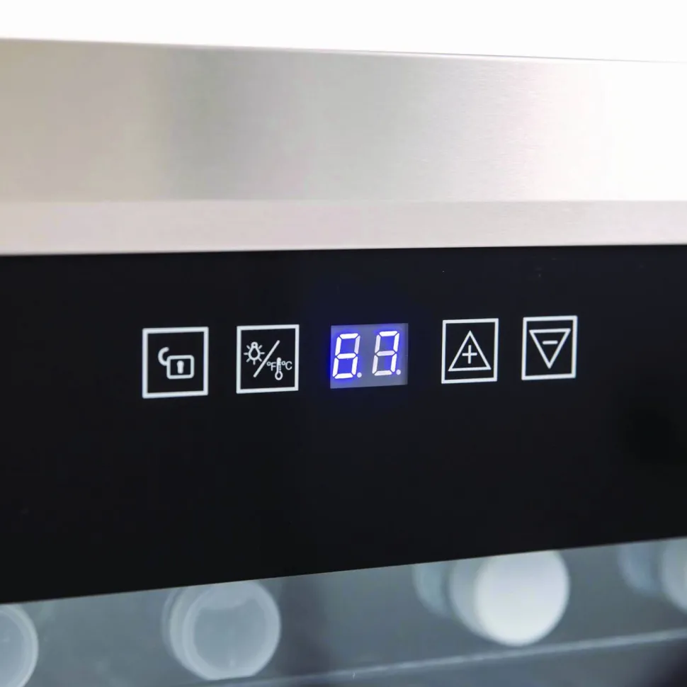 Avanti 3.0 Cu Ft Showcase Beverage Cooler Refrigerator, Black/Stainless Steel