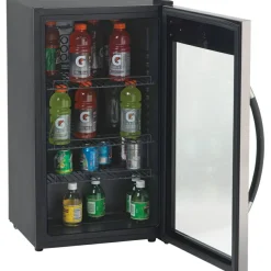 Avanti 3.0 Cu Ft Showcase Beverage Cooler Refrigerator, Black/Stainless Steel
