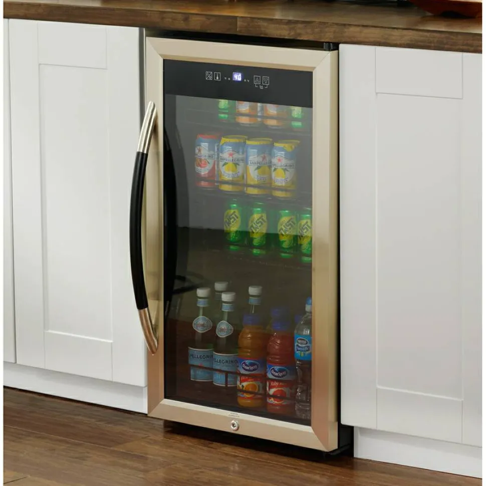 Avanti 3.0 Cu Ft Showcase Beverage Cooler Refrigerator, Black/Stainless Steel