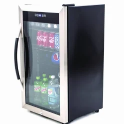 Avanti 3.0 Cu Ft Showcase Beverage Cooler Refrigerator, Black/Stainless Steel