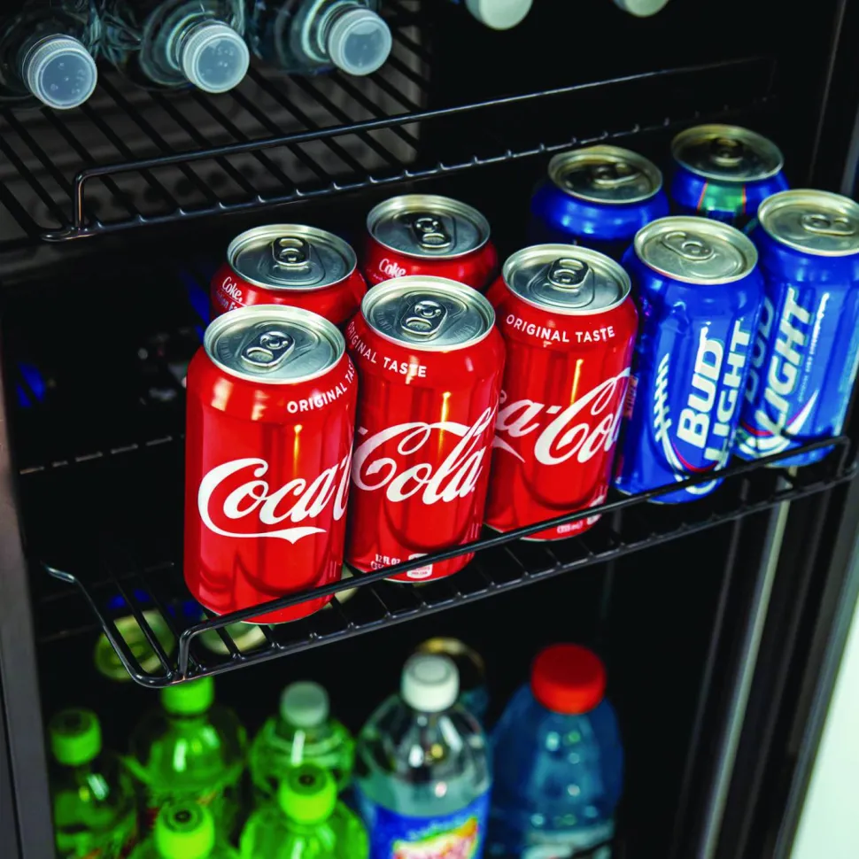 Avanti 3.0 Cu Ft Showcase Beverage Cooler Refrigerator, Black/Stainless Steel