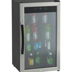 Avanti 3.0 Cu Ft Showcase Beverage Cooler Refrigerator, Black/Stainless Steel