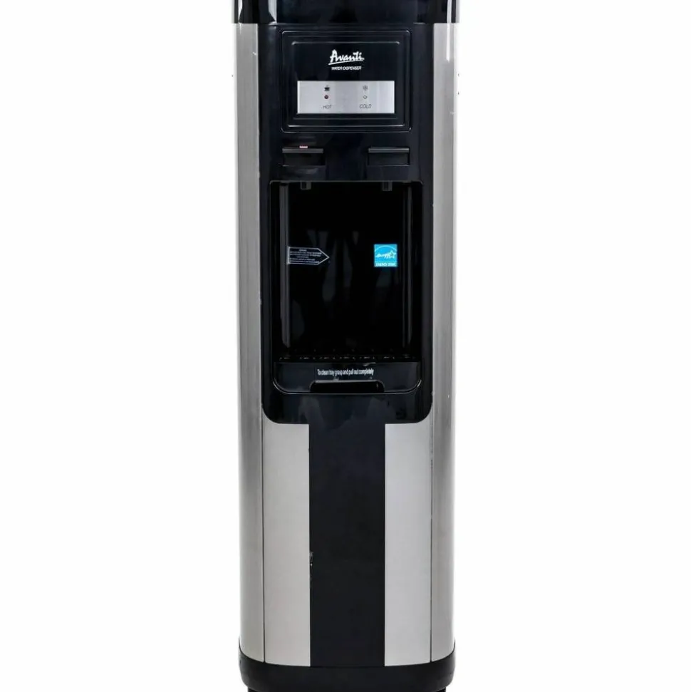 Avanti Hot and Cold Water Dispenser, 3 to 5 Gallon, 38-3/4”H x 13”W x 13”D, Stainless Steel