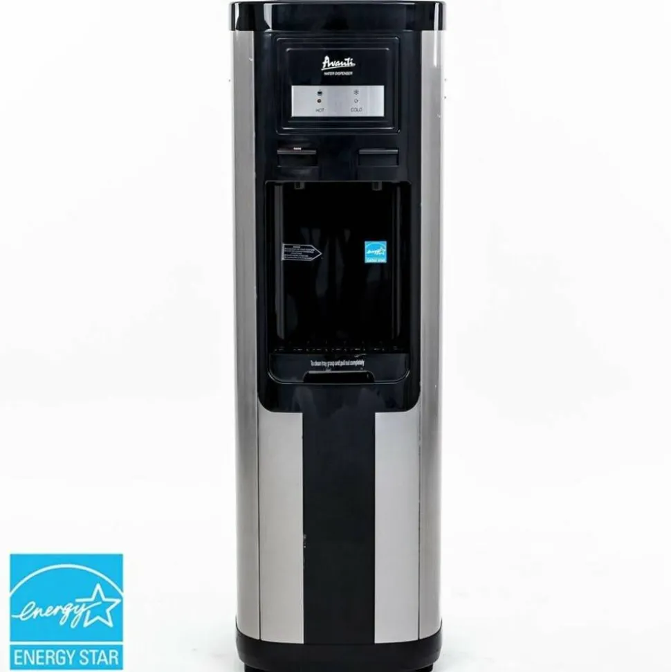 Avanti Hot and Cold Water Dispenser, 3 to 5 Gallon, 38-3/4”H x 13”W x 13”D, Stainless Steel