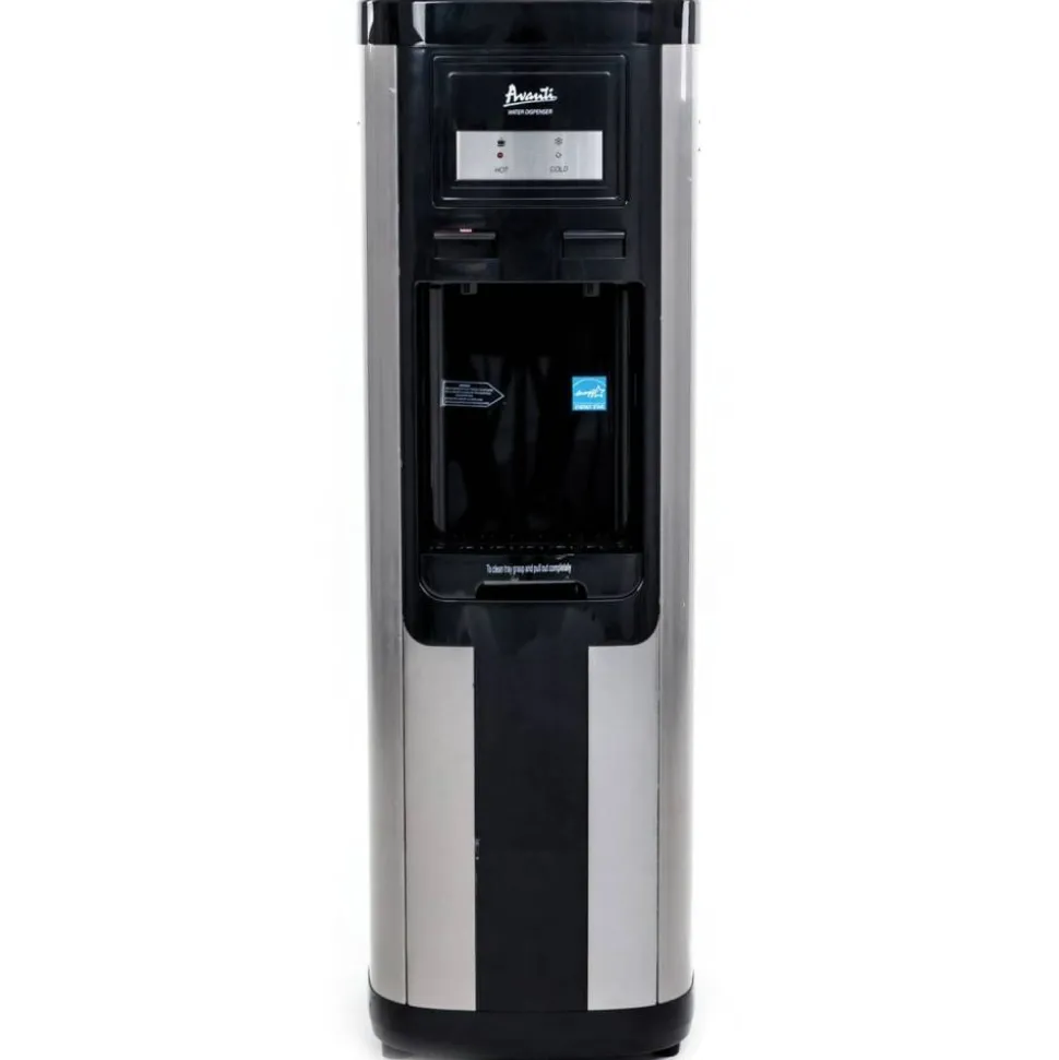 Avanti Hot and Cold Water Dispenser, 3 to 5 Gallon, 38-3/4”H x 13”W x 13”D, Stainless Steel