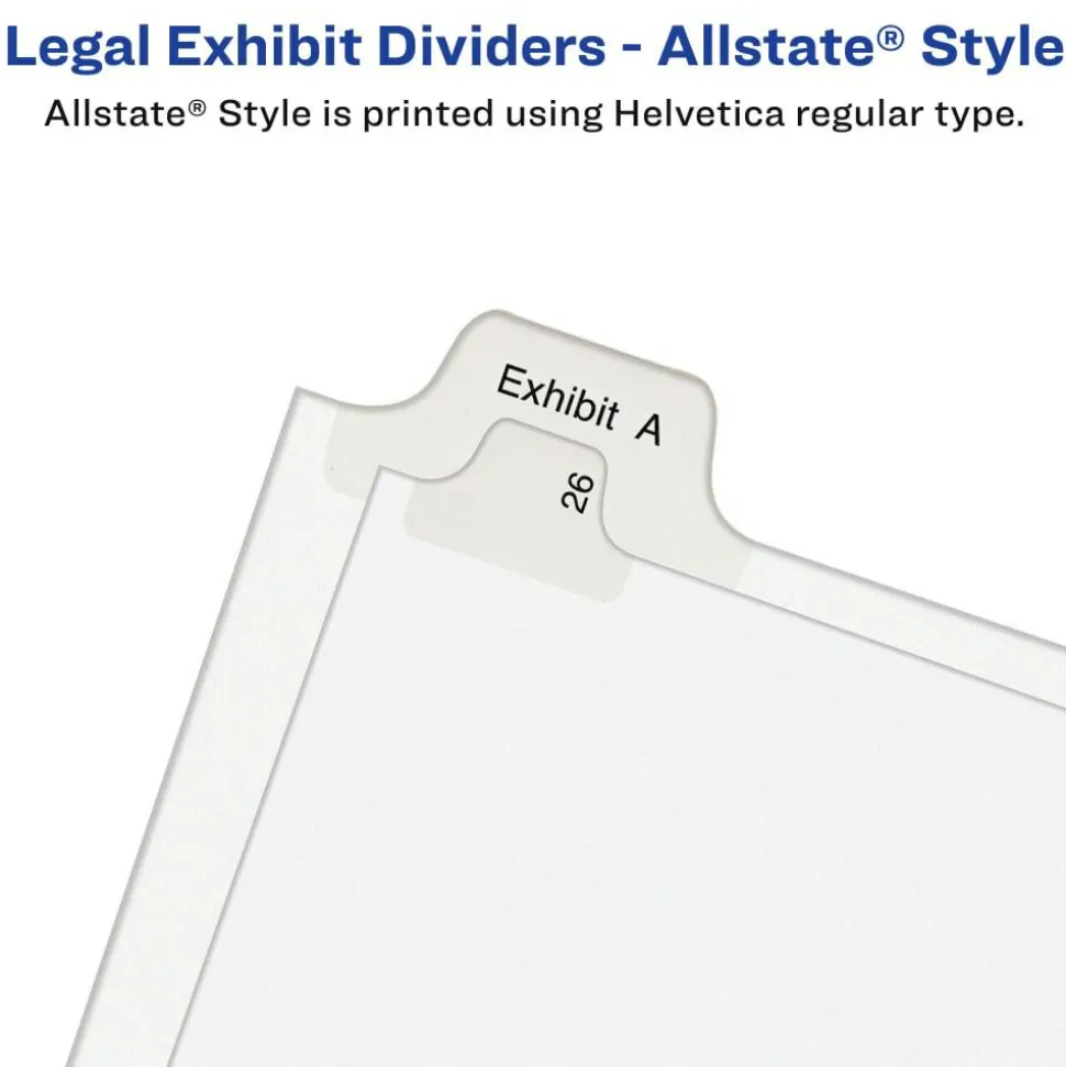 Avery Allstate-Style Collated Legal Exhibit Dividers, 8 1/2" x 11", White Dividers/White Tabs, 1–25, Pack Of 25 Tabs