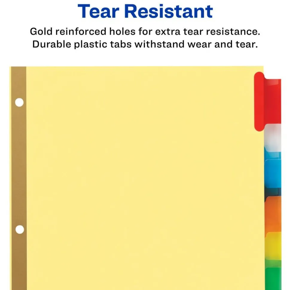 Avery Big Tab Insertable Dividers, Gold Reinforced, Buff/Multicolor, 8-Tab