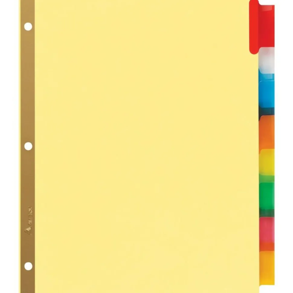 Avery Big Tab Insertable Dividers, Gold Reinforced, Buff/Multicolor, 8-Tab