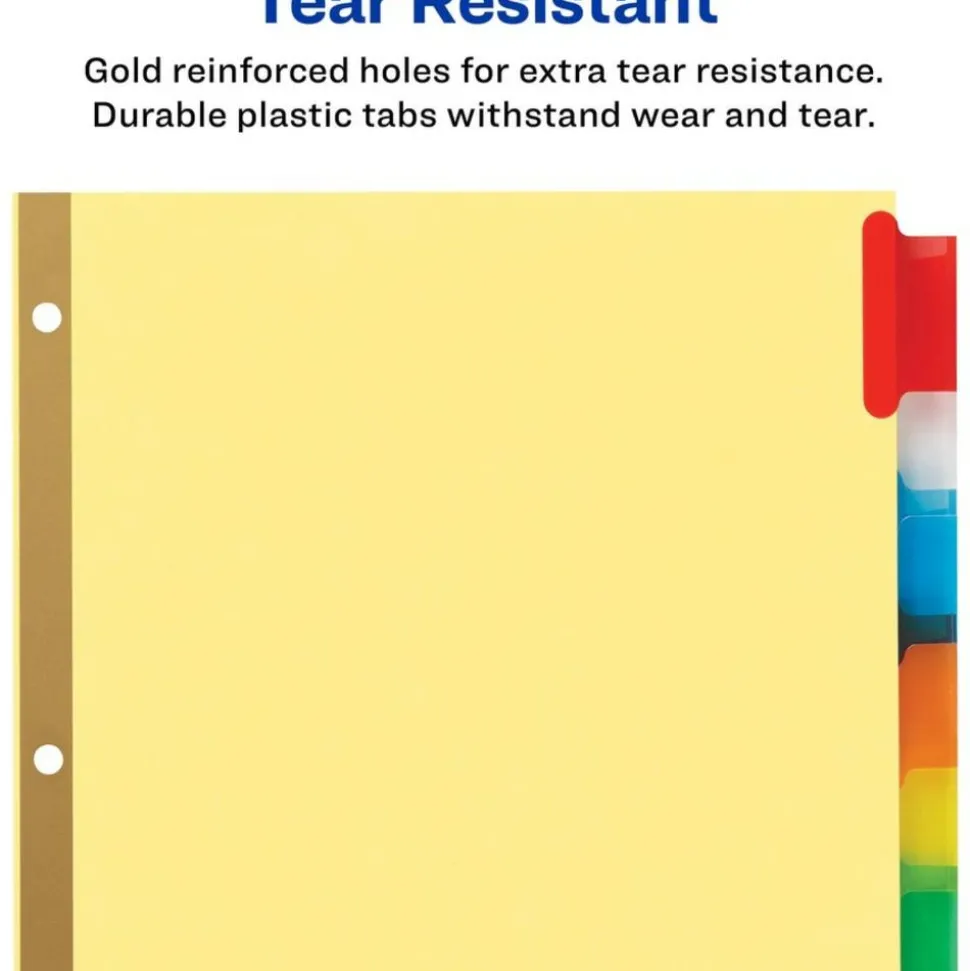 Avery Big Tab Insertable Dividers, Gold Reinforced, Buff/Multicolor, 8-Tab