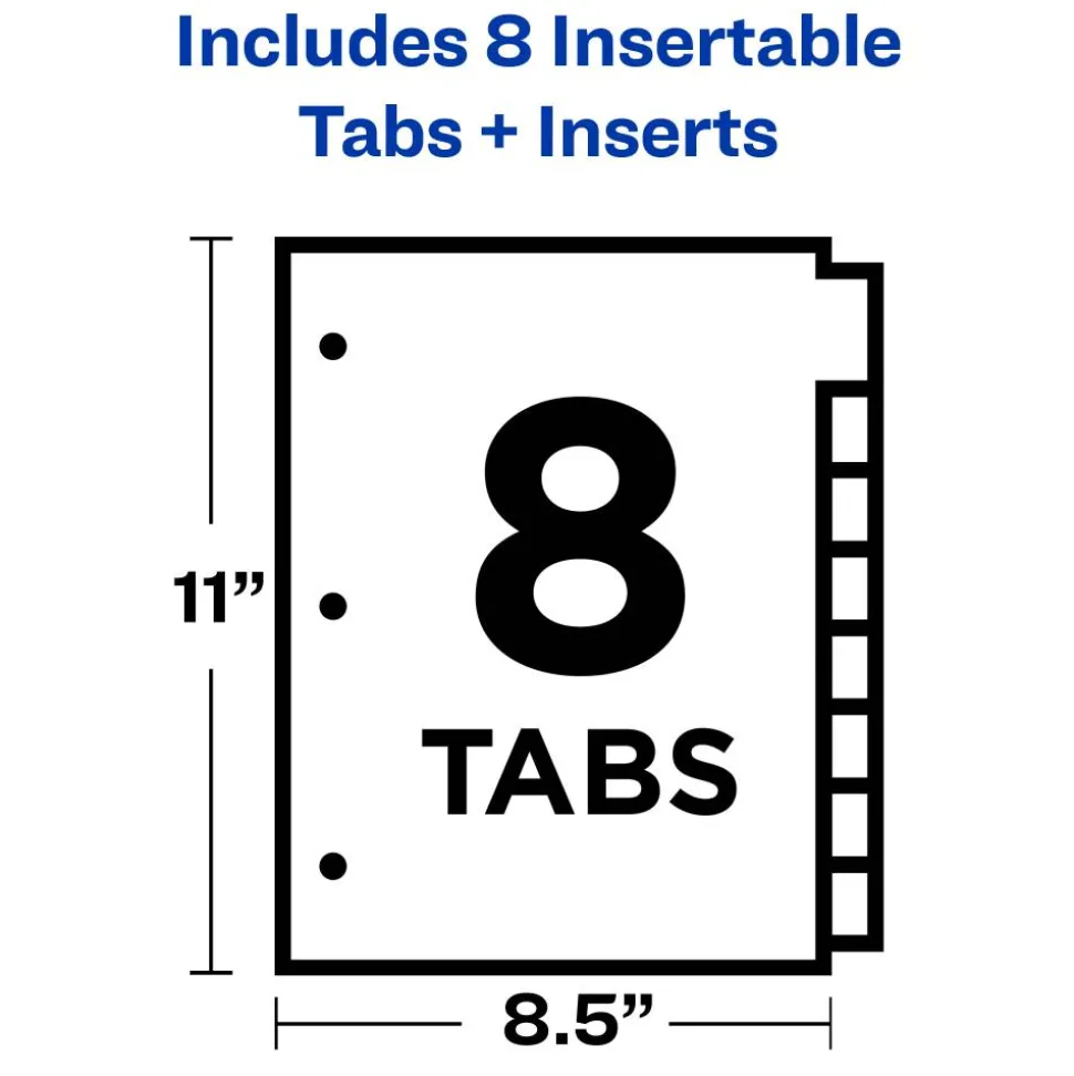 Avery Big Tab Insertable Dividers, Gold Reinforced, Buff/Multicolor, 8-Tab