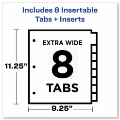 Avery Big Tab Insertable Plastic Dividers, Double Pocket, Multicolor, 8-Tab