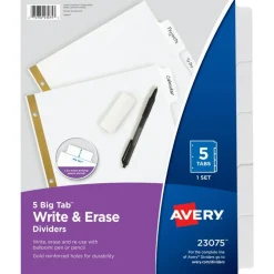 Avery Big Tab Write & Erase Dividers 5 Tab - 1 Set