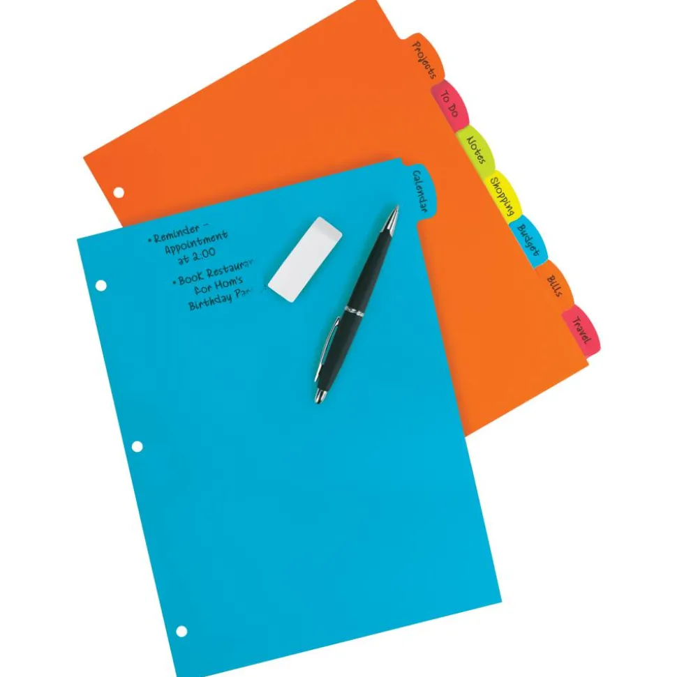Avery Big Tab Write & Erase Durable Plastic Dividers, 8 1/2" x 11", Multicolor Brights, 8-Tab