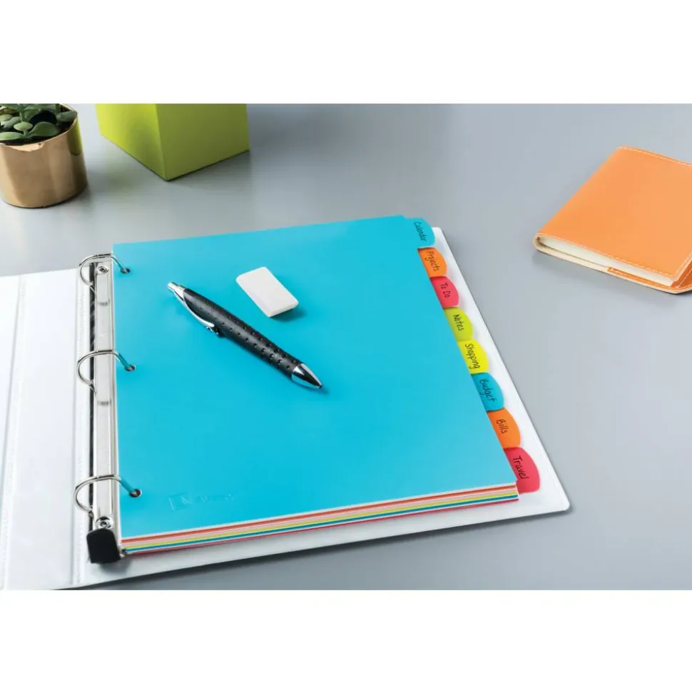 Avery Big Tab Write & Erase Durable Plastic Dividers, 8 1/2" x 11", Multicolor Brights, 8-Tab