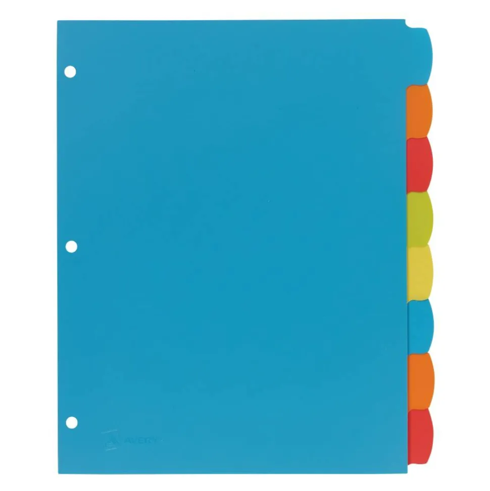 Avery Big Tab Write & Erase Durable Plastic Dividers, 8 1/2" x 11", Multicolor Brights, 8-Tab