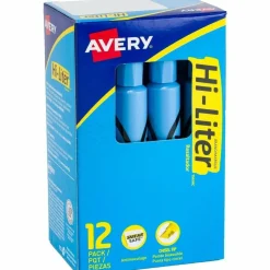 Avery Desk Style Highlighters, Chisel Point, Light Blue, Pack Of 12