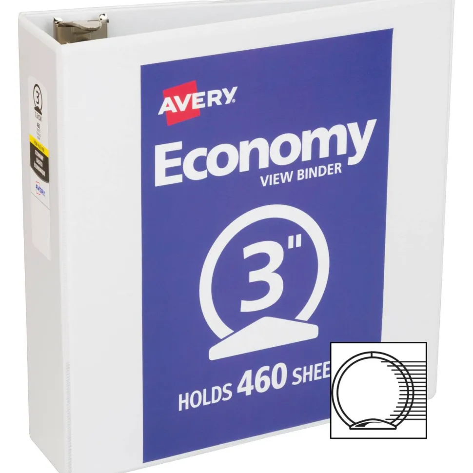 Avery Economy View 3-Ring Binder, 3" Round Rings, White