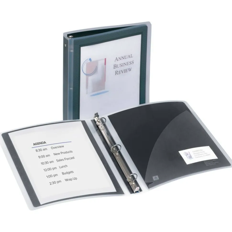 Avery Flexi-View 3 Ring Binder, 1" Round Rings, Black, 1 Binder