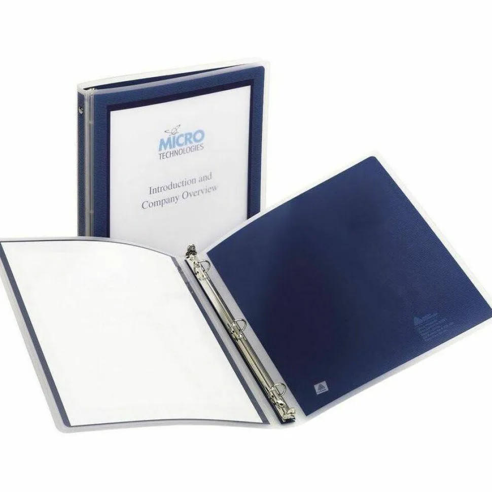 Avery Flexi-View 3 Ring Binder, 1/2" Round Rings, Navy Blue, 1 Binder