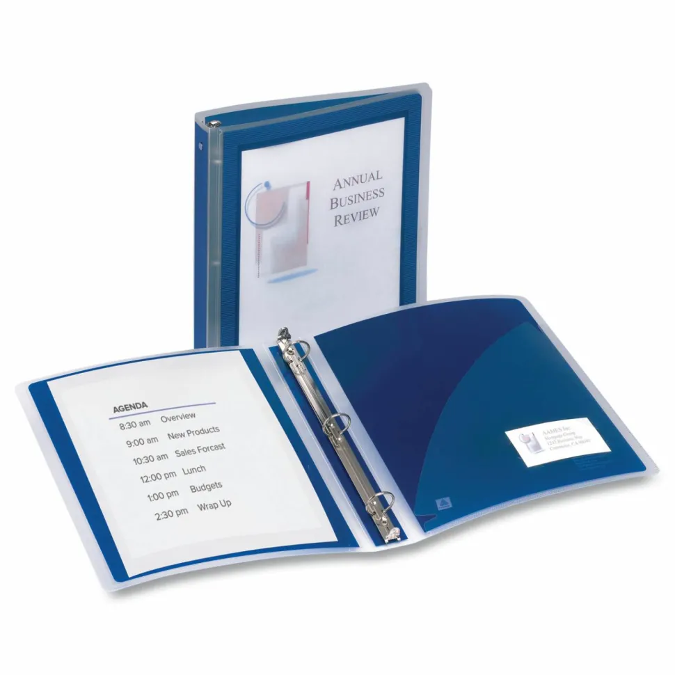 Avery Flexi-View 3-Ring Binder, 1 1/2" Round Rings, Navy
