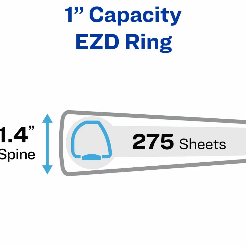Avery Framed View Heavy-Duty Binders, 3 Rings, 1" Capacity, 11 x 8.5, Navy Blue, 12/Carton