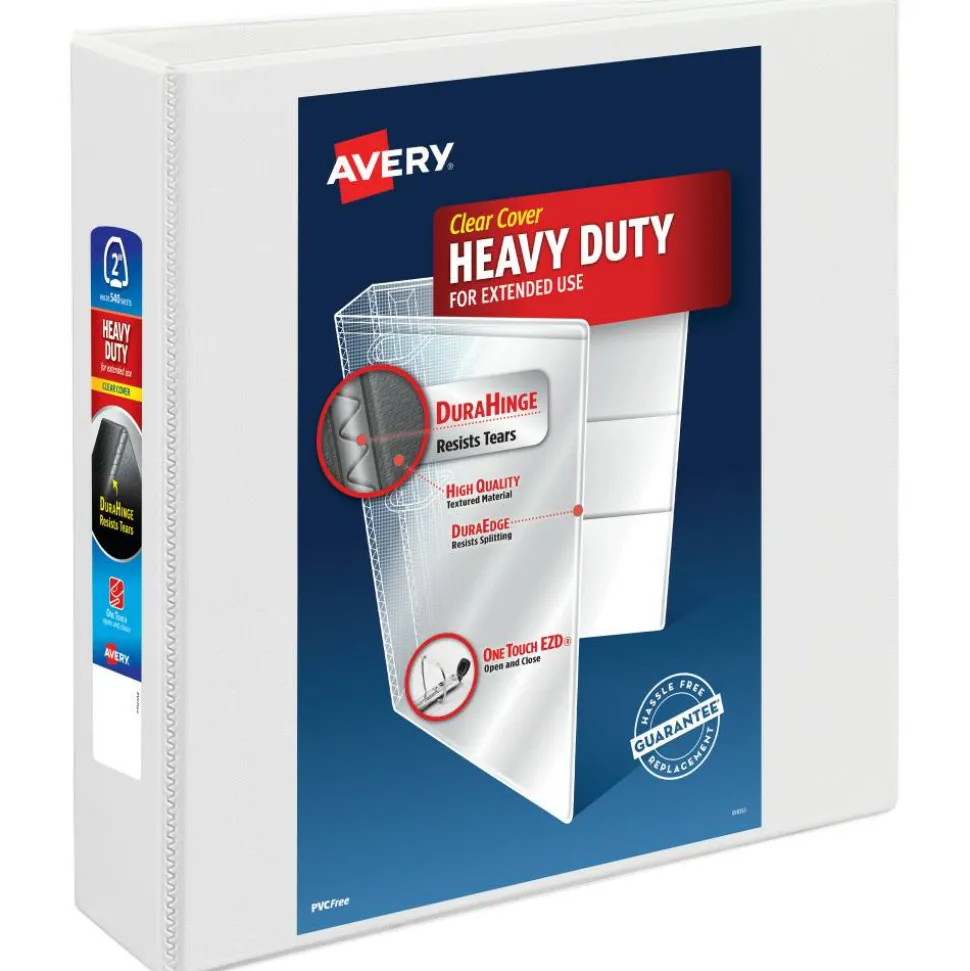 Avery Heavy-Duty View 3 Ring Binder, 2" One Touch EZD Rings, White, 1 Binder
