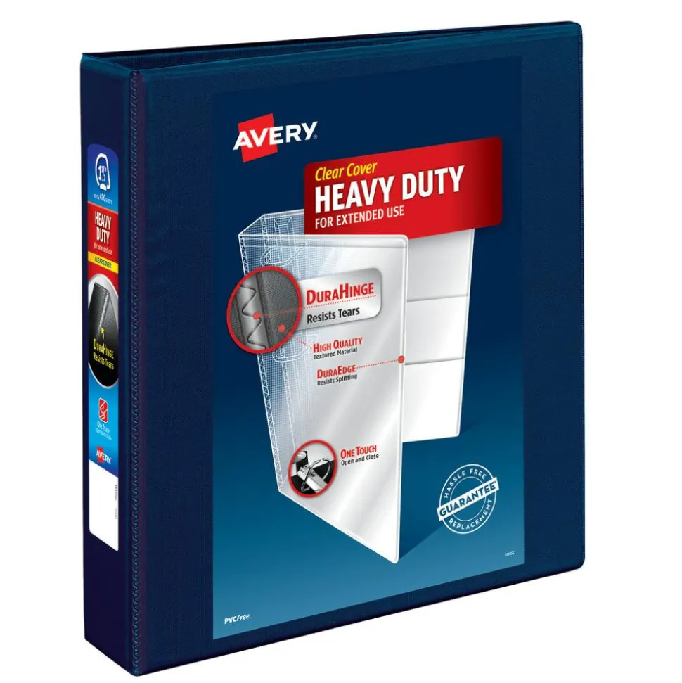 Avery Heavy-Duty View 3 Ring Binder, 1.5" One Touch EZD Rings, Navy Blue, 1 Binder