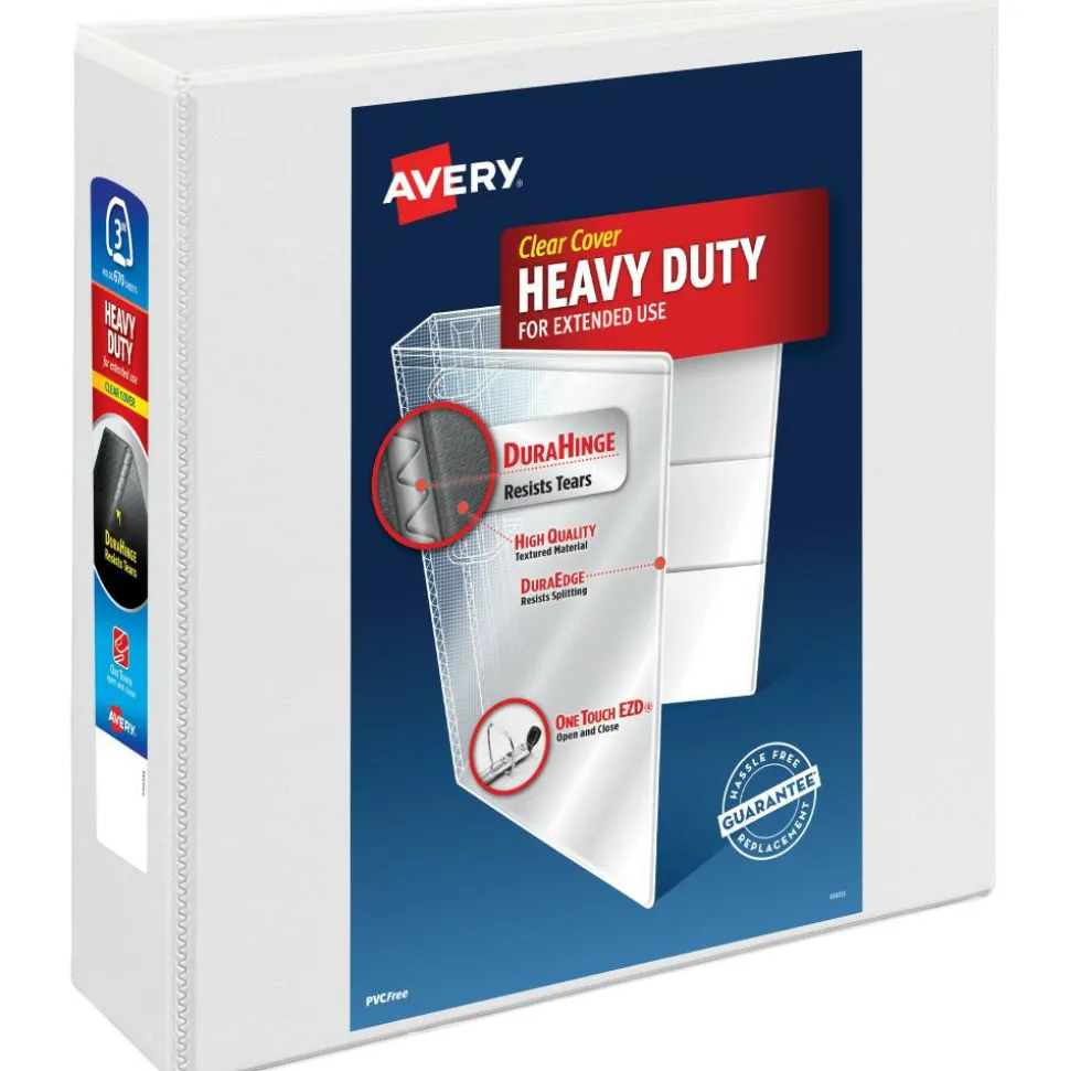 Avery Heavy-Duty View 3 Ring Binder, 3" One Touch EZD Rings, White, 1 Binder